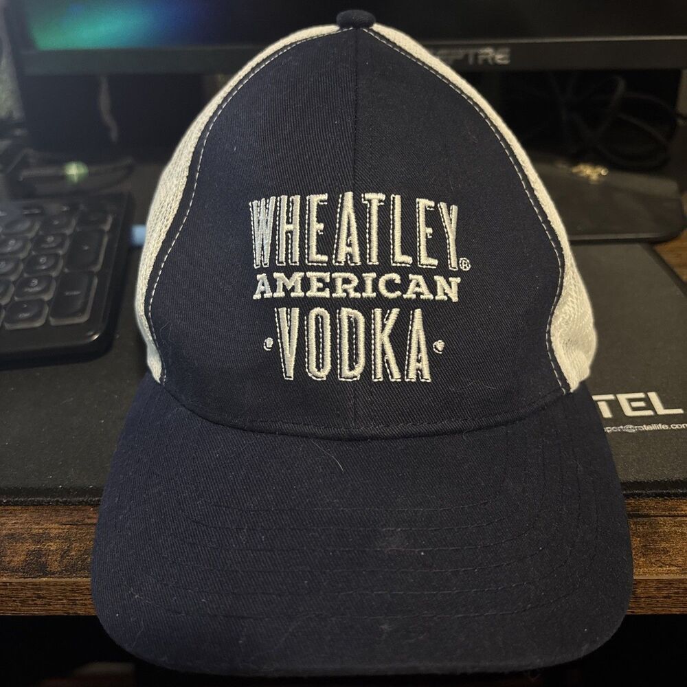 Wheatley American Vodka Hat Cap Snap Back Trucker One Size Mens Blue White Mesh